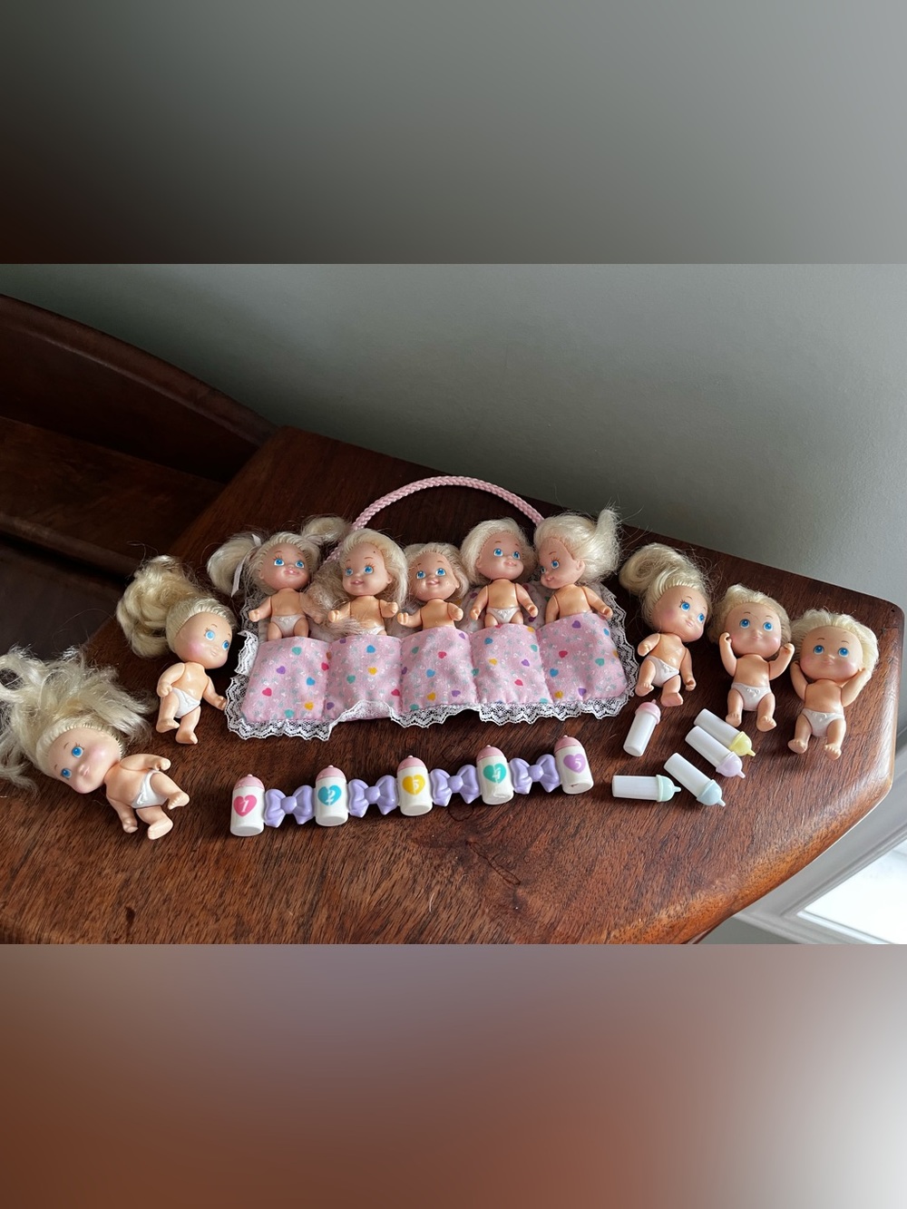 Vintage 1980s Tyco Quints 10 Baby Dolls w/ Accessories